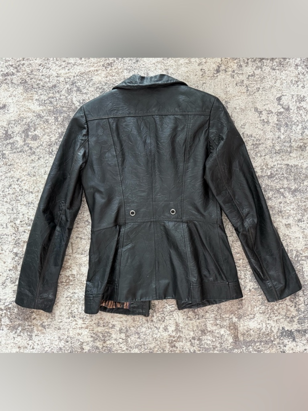 Danier Black Leather Jacket XS Fitted Moto Zip Soft Leather - Picture 4 of 5